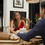 couple on a romantic dinner date at home