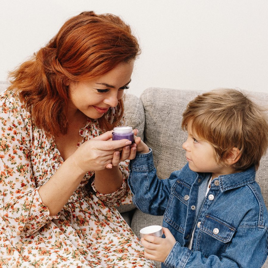 skincare mum and child